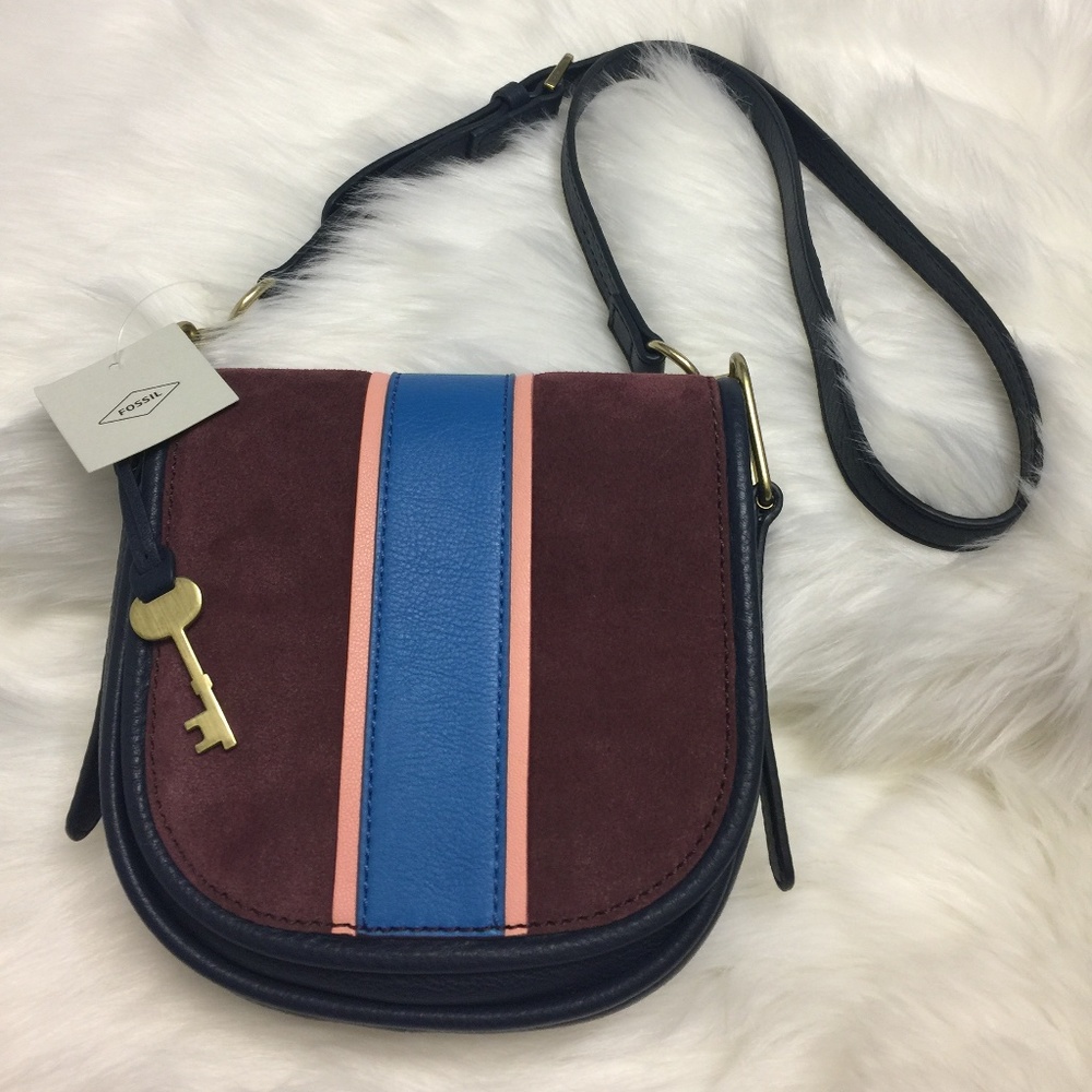 FOSSIL RUMI SMALL NAVY RACER STRIPE CROSSBODY BAG
